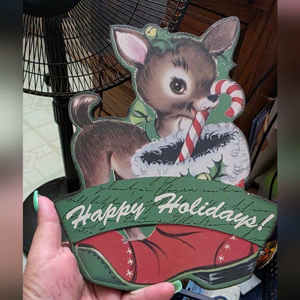 Retro Christmas Wall Plaque Decor Select Reindeer Decoration